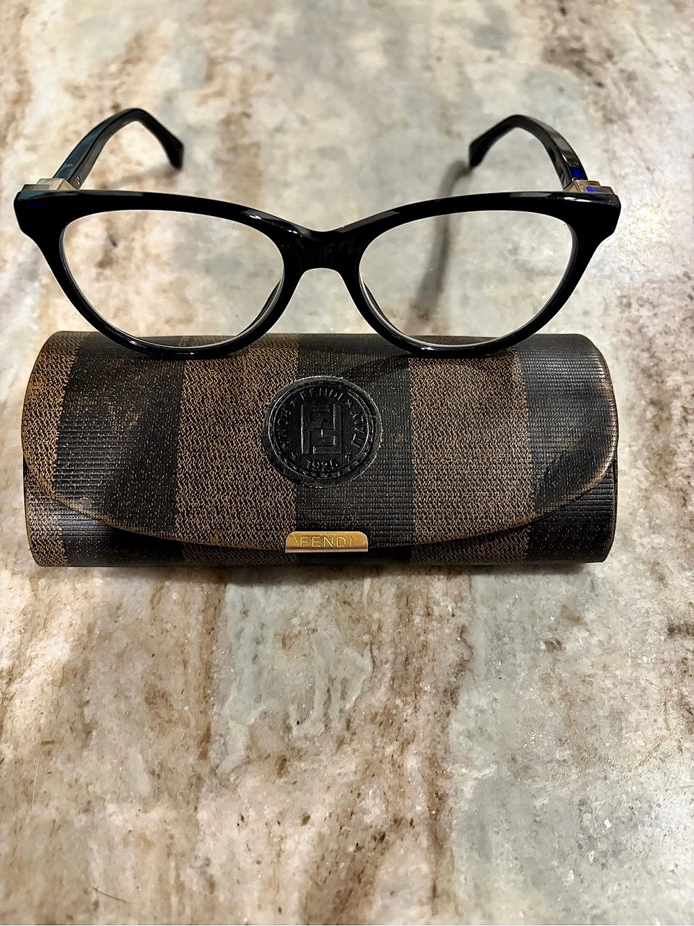 Fendi FF 0201 Black frame with gold accents in vintage Fendi case